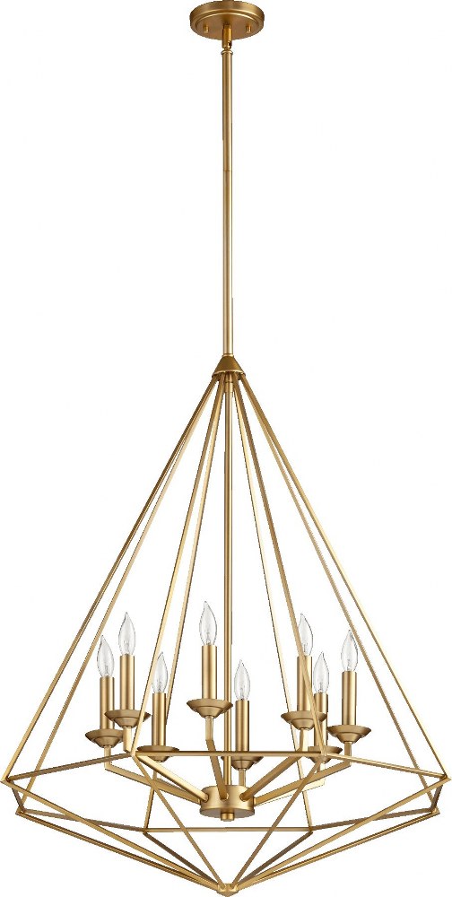 Quorum Lighting-8311-8-80-Bennett - 8 Light Pendant in style - 28.5 inches wide by 33 inches high   Aged Brass Finish
