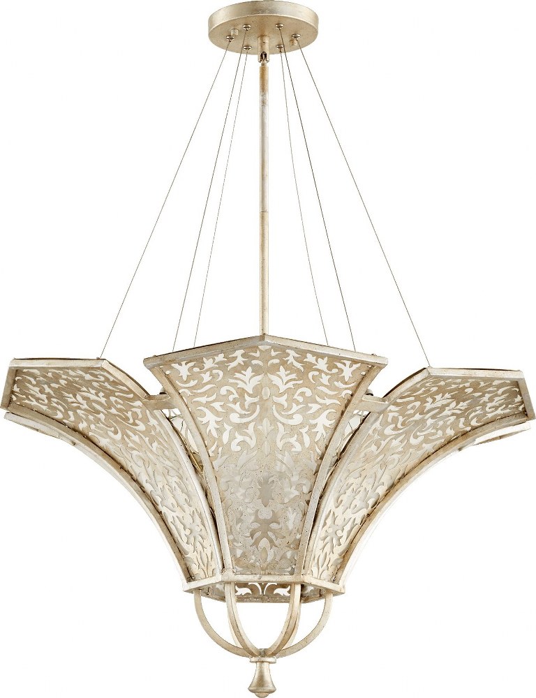 Quorum Lighting-875-4-60-Bastille - 4 Light Pendant in Transitional style - 29 inches wide by 14 inches high   Aged Silver Leaf Finish