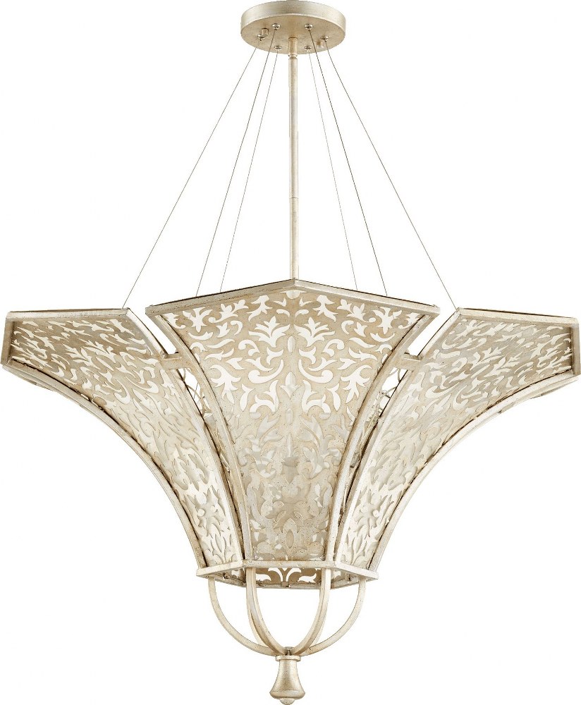 Quorum Lighting-875-6-60-Bastille - 6 Light Pendant in Transitional style - 34 inches wide by 18.5 inches high   Aged Silver Leaf Finish