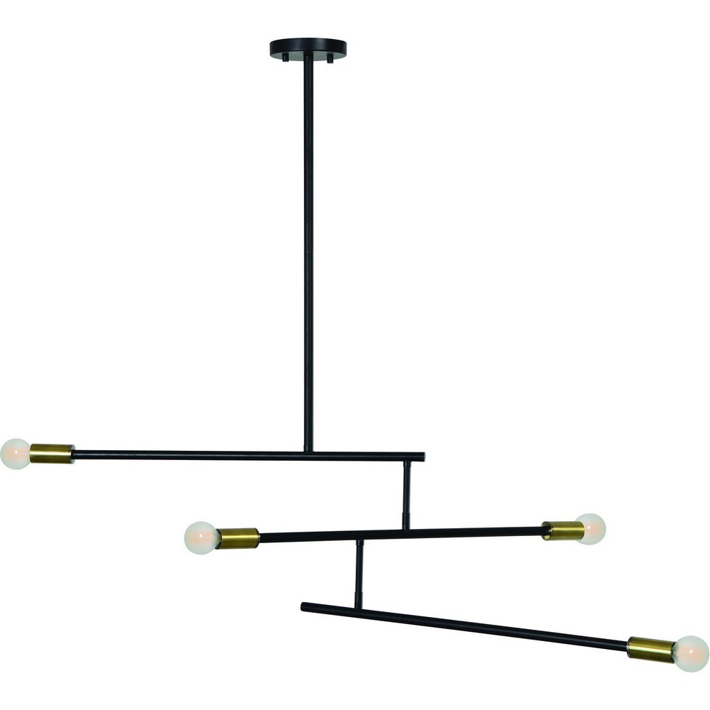 Renwil Inc-LPC4255-Tara - Four Light Chandelier   Matte Black/Antique Brass Finish