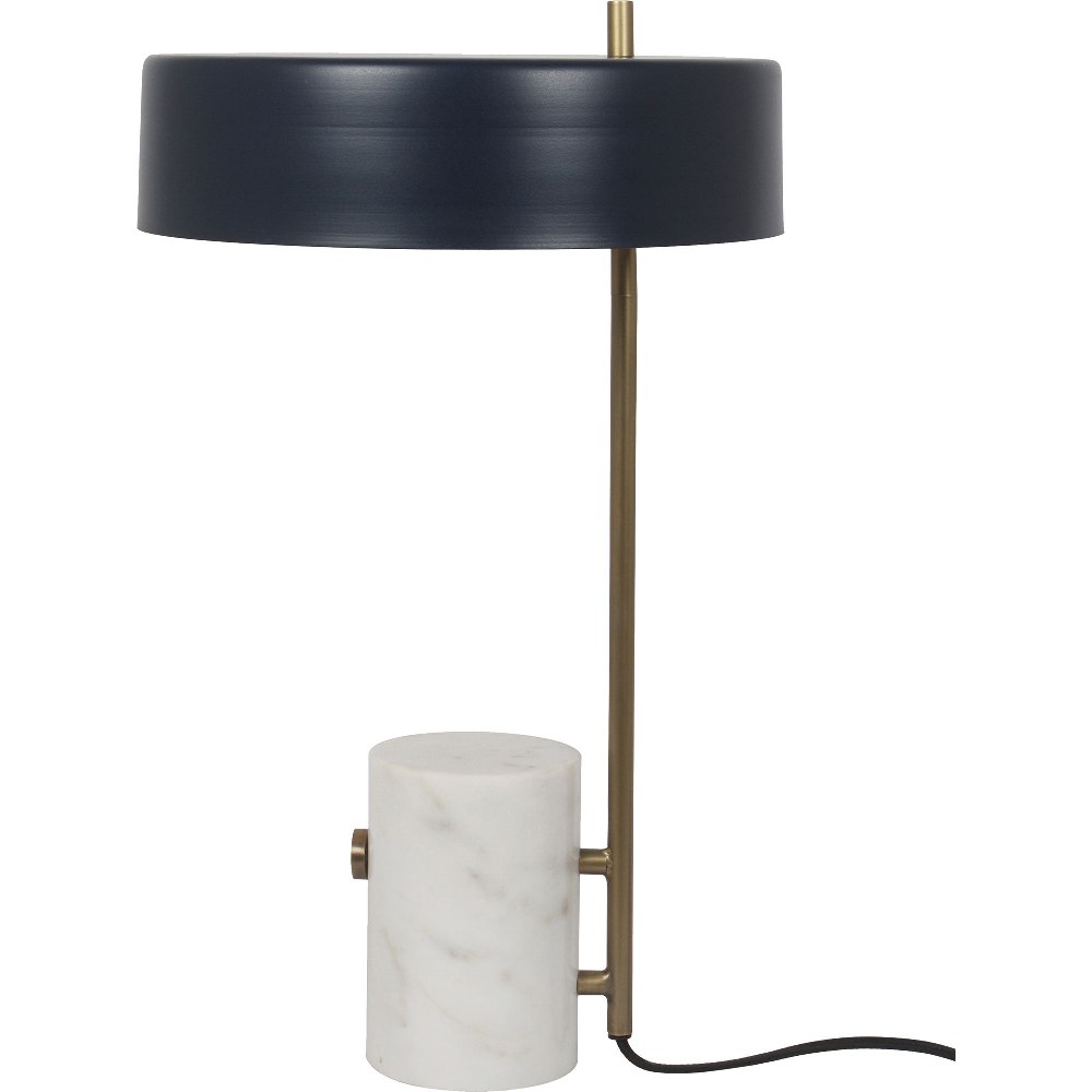 Renwil Inc-LPT1081-Monty - One Light Table Lamp   Antique Brass/Natural Marble Finish with Navy Blue Shade
