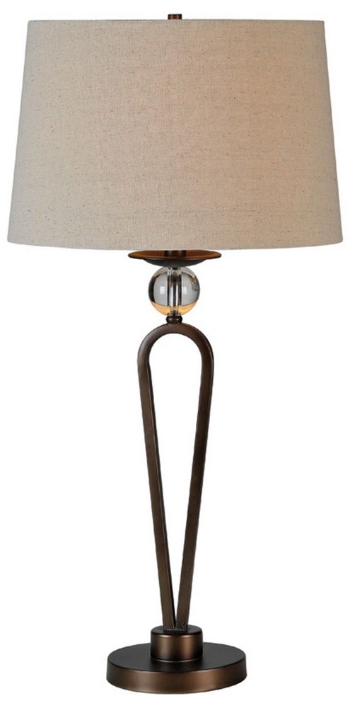 Renwil Inc-LPT372-Pembroke - One Light Table Lamp   Dark Bronze Finish with Off-White Linen Shade