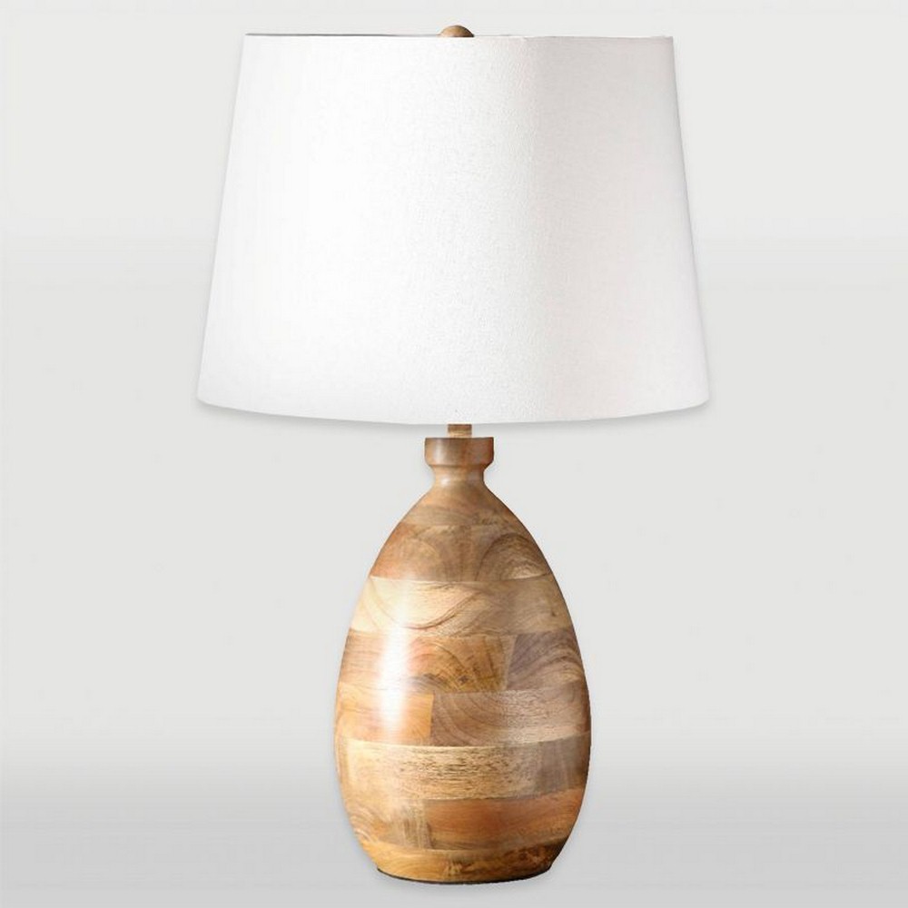 Renwil Inc-LPT566-Agathe - One Light Small Table Lamp   Natural Wood Finish with Off-White Cotton Shade
