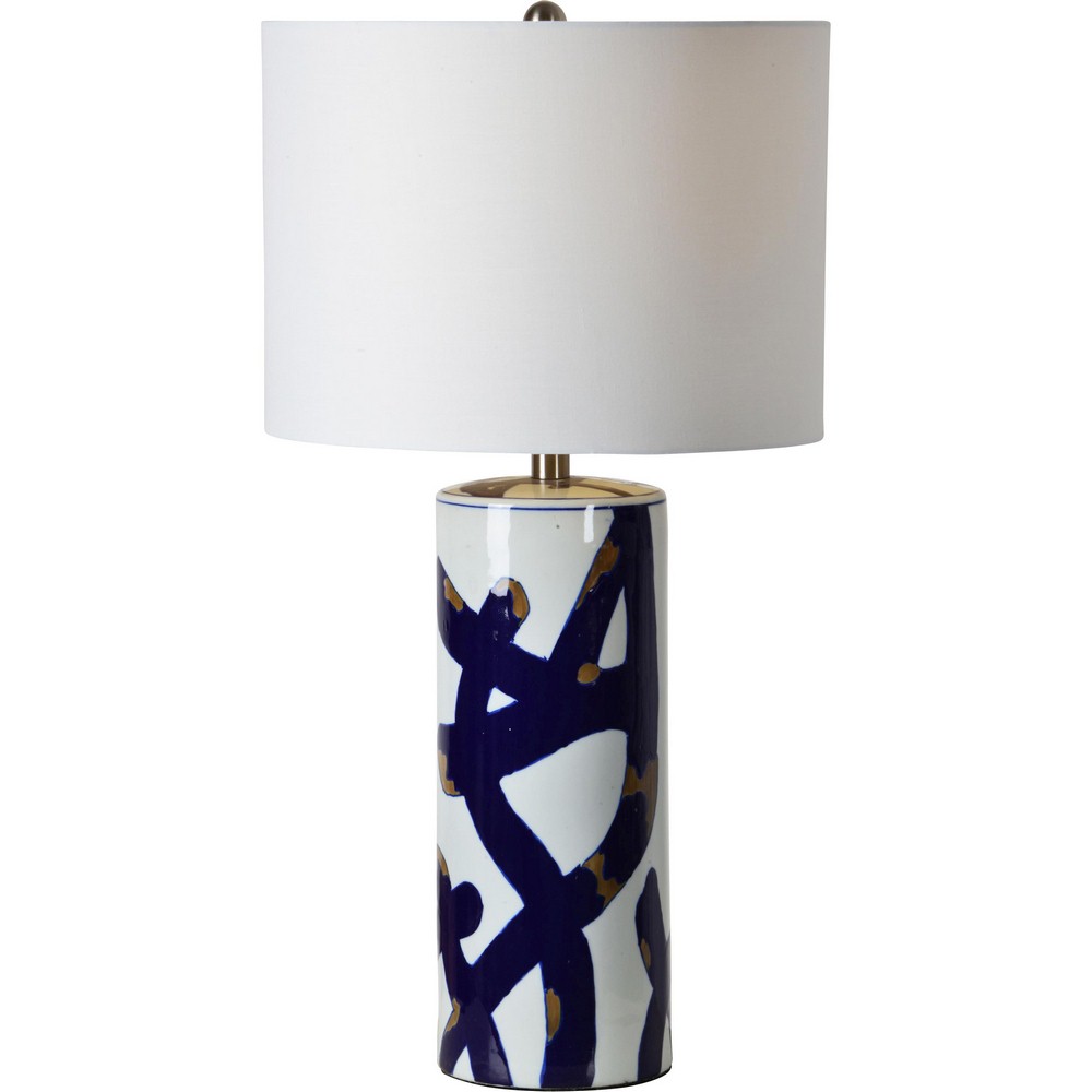 Renwil Inc-LPT714-Cobalt - One Light Small Table Lamp   Blue/White Finish with Off-White Fabric Shade