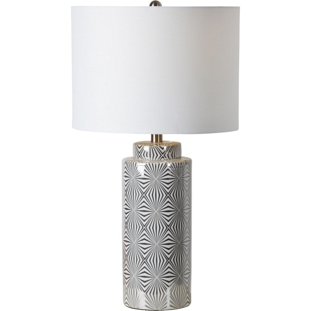 Renwil Inc-LPT716-Camden - One Light Small Table Lamp   Silver/White Finish with Off-White Fabric Shade