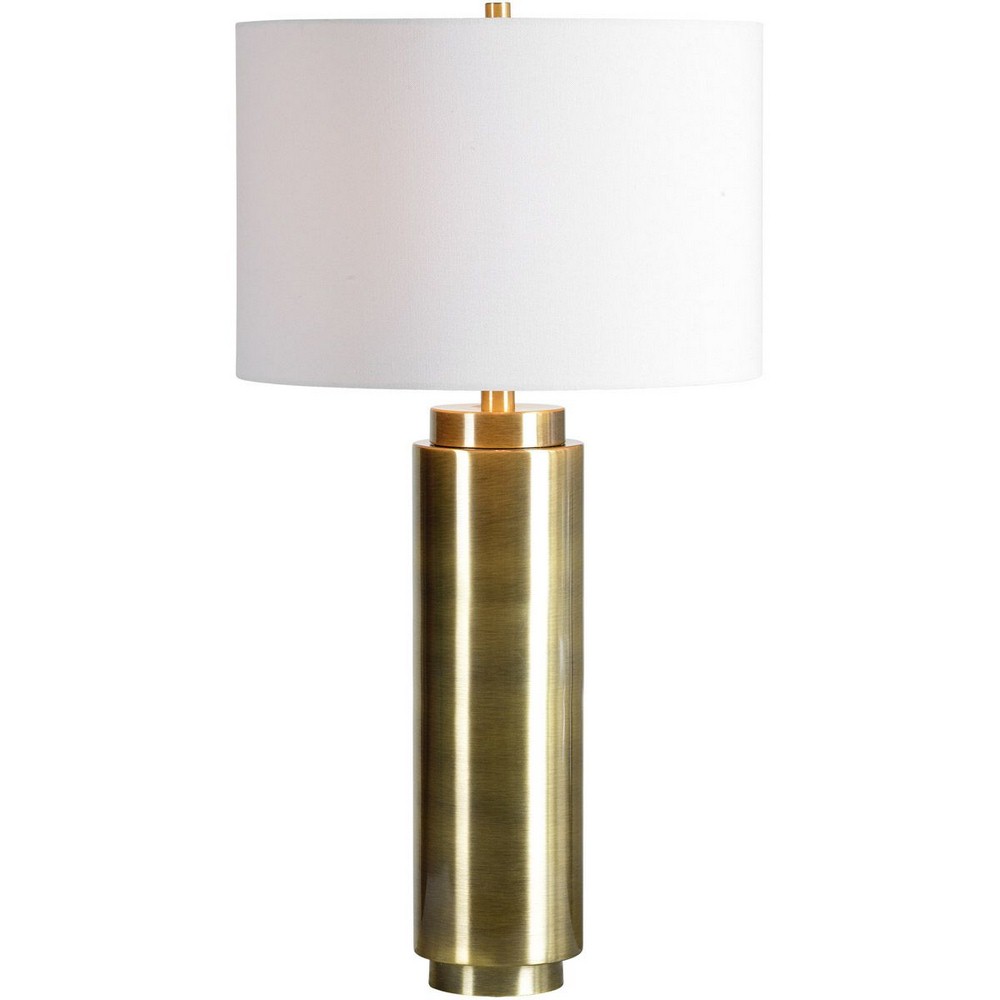 Renwil Inc-LPT812-Amelia - One Light Table Lamp   Bright Nickel Finish with Beige Cotton Shade