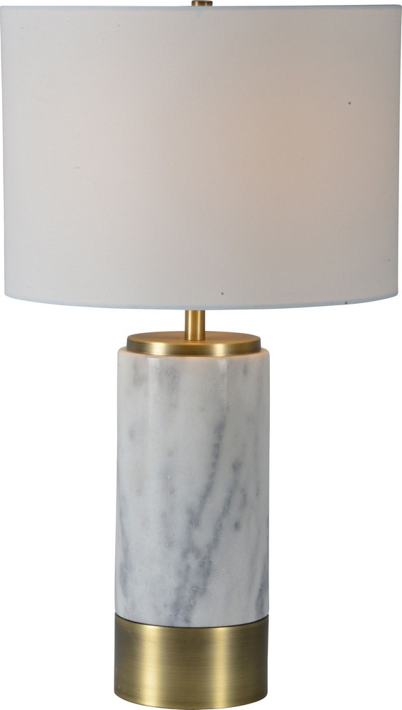 Renwil Inc-LPT890-Hainsworth - One Light Small Table lamp   Antique Brass Finish with Off White Shade