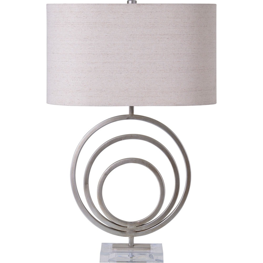 Renwil Inc-LPT979-Mashona - One Light Table Lamp   Antique Silver/Clear Finish with Light Beige Linen Shade