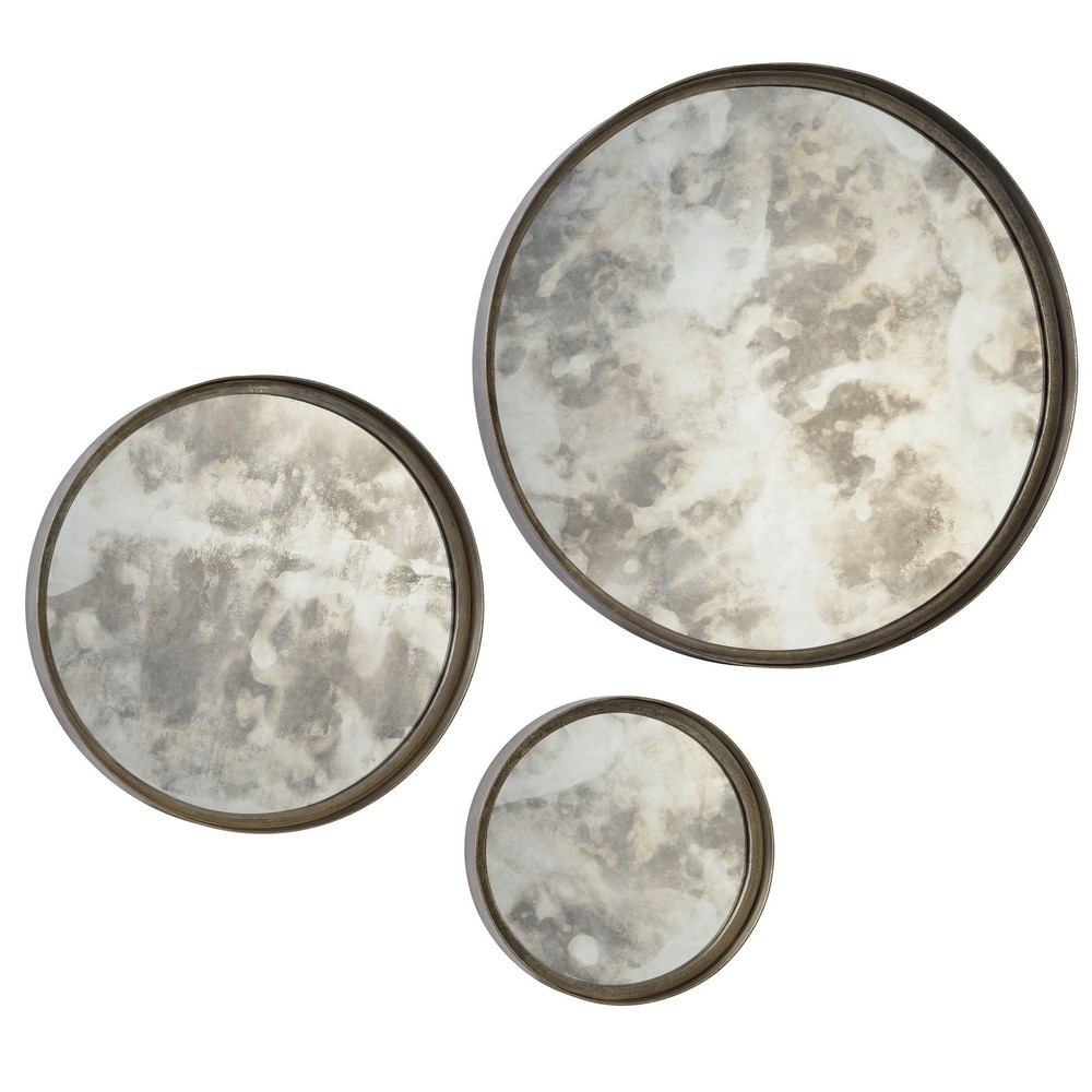 Renwil Inc-MT1499-Shire - 21.5 Inch Round Small Mirror (Set of 3)   Antique Silver Finish