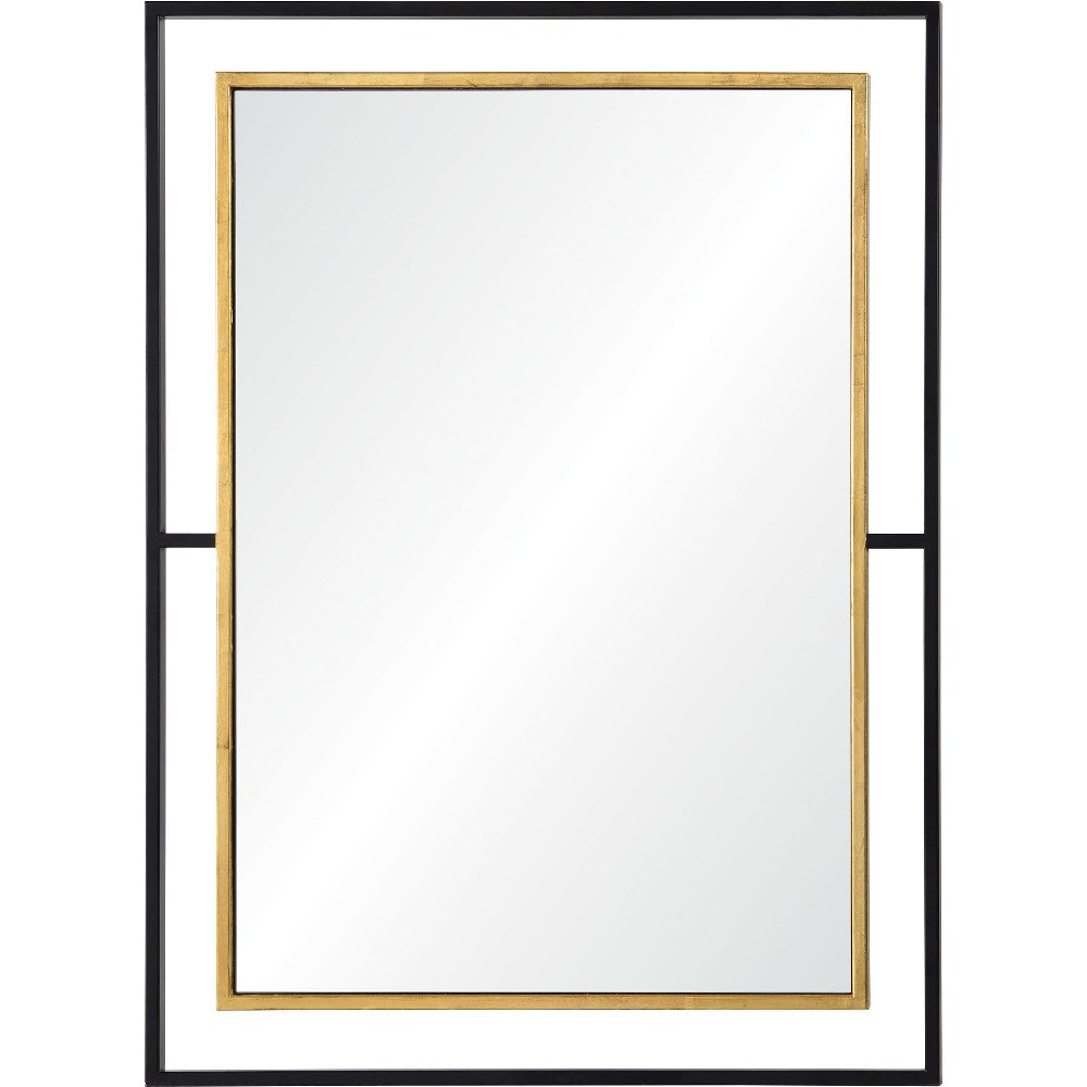 Renwil Inc-MT2244-Gray - 38 Inch Rectangular Mirror   Mirror/Black/Antique Gold Finish