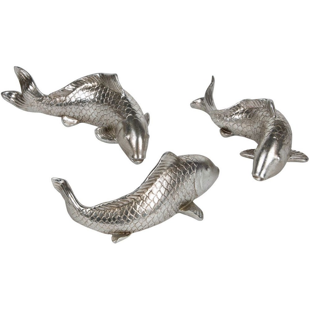 Renwil Inc-STA483-Koi - 9.6 Inch Wall Hanging Statue   Antique Silver Finish