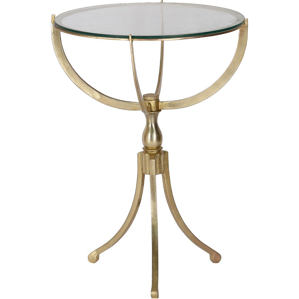 Renwil Inc-TA279-Gendey - 24 Inch Accent Table   Antique Brass/Clear Glass Finish