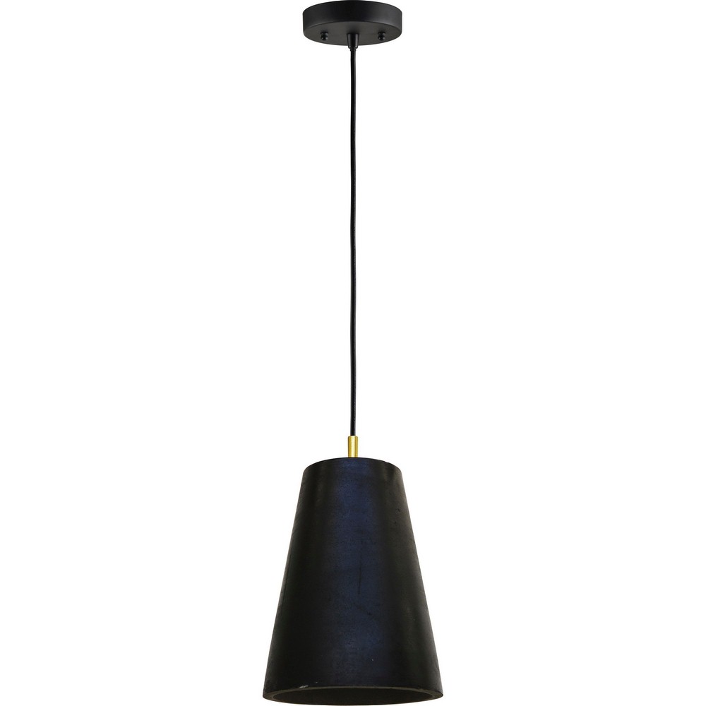 Renwil Inc-LPC4007-Falla - One Light Small Pendant   Black Waxed/Polished Brass Finish