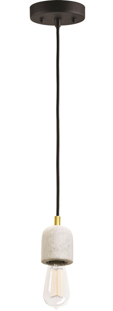 Renwil Inc-LPC4009-Hayton - One Light Small Pendant   Natural Marble/Black Finish