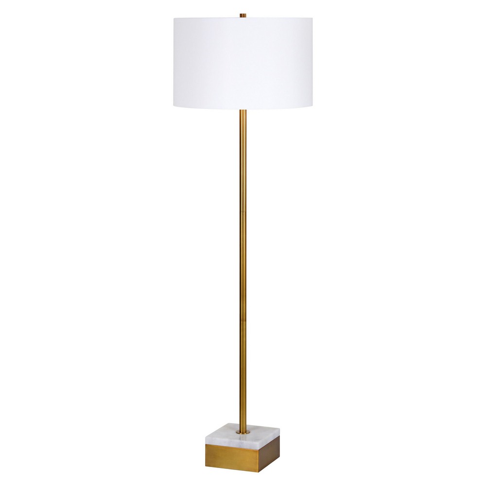 Renwil Inc-LPF3023-Divinity - One Light Small Floor Lamp   Antique Gold/White Finish with White Linen Shade