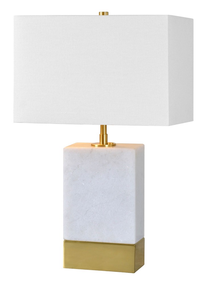 Renwil Inc-LPT678-Lucent - Two Light Small Table Lamp   Antique Gold/White Finish with White Linen Shade