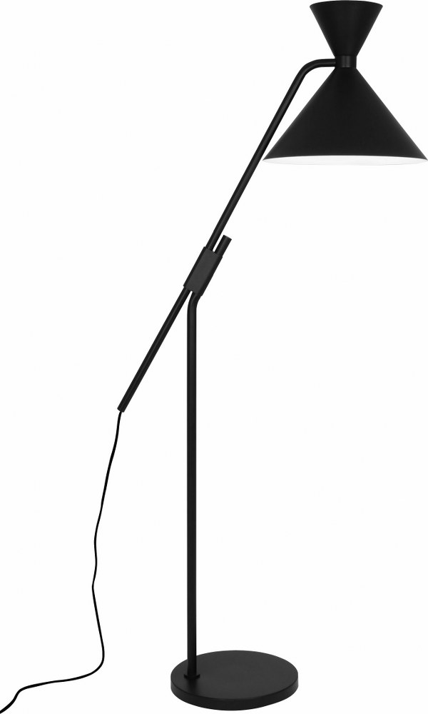Robert Abbey Lighting-1250-Cinch - One Light Floor Lamp   Matte Black Painted Finish with Matte Black Painted/White Shade