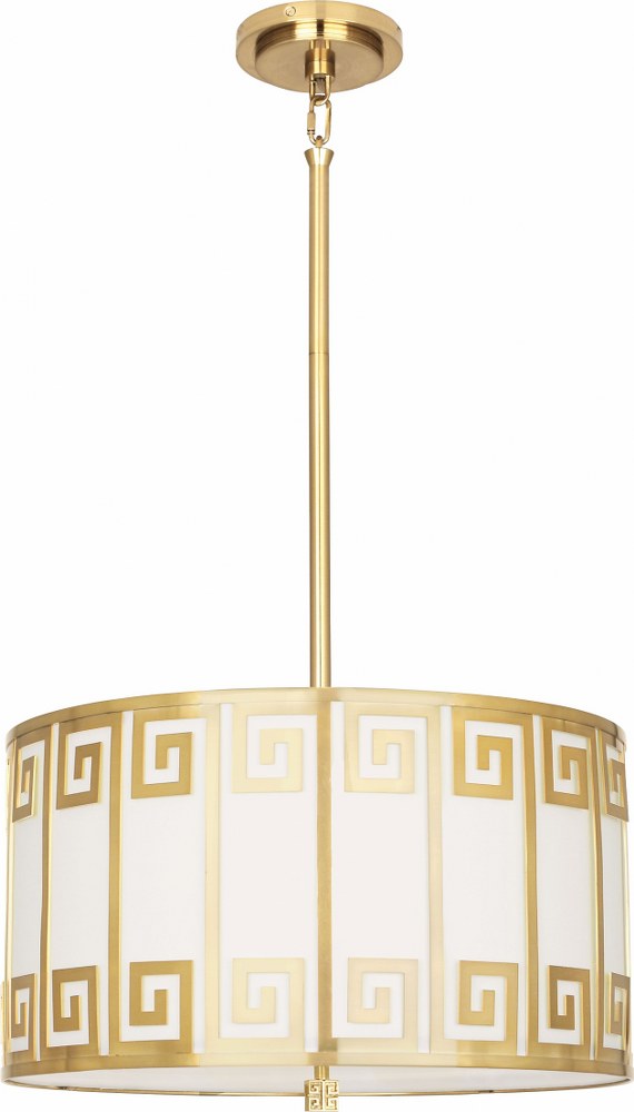 Robert Abbey Lighting-157-Jonathan Adler Mykonos-Two Light Pendant-15 Inches Wide by 10 Inches High   Modern Brass Finish with White Cotton Shade