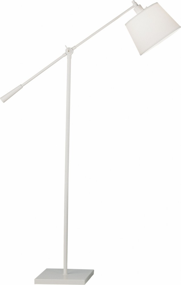 Robert Abbey Lighting-1804-Real Simple - One Light Boom Floor Lamp Stardust White Powder Coat Finish with White Mont Blanc Parchment Shade
