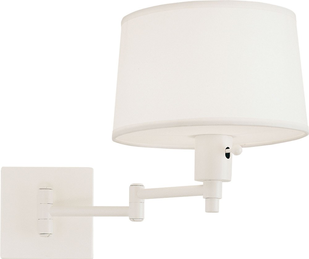 Robert Abbey Lighting-1806-Real Simple 1-Light Wall Swinger 11 Inches Tall Stardust White  Stardust White Powder Coat/Steel Finish with Frosted Glass with White Mont Blanc Parchment Shade