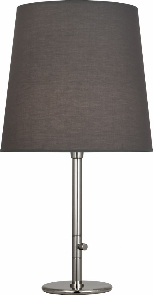 Robert Abbey Lighting-2056G-Rico Espinet Buster 1-Light Table Lamp 9 Inches Wide and 35.25 Inches Tall Polished Nickel Smoke Gray Polished Nickel Finish and Taupe Claiborne Fabric Shade