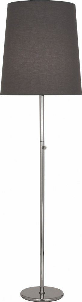 Robert Abbey Lighting-2057G-Rico Espinet Buster 1-Light Floor Lamp 12 Inches Wide and 79.5 Inches Tall Polished Nickel Smoke Gray Polished Nickel Finish with Taupe Claiborne Fabric Shade