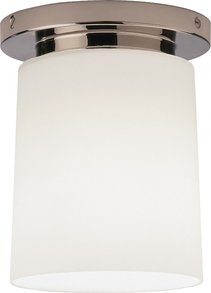 Robert Abbey Lighting-2058-Rico Espinet Nina-One Light Flush Mount-6 Inches Wide by 7.19 Inches High   Polished Nickel Finish with Frosted White Cased Glass