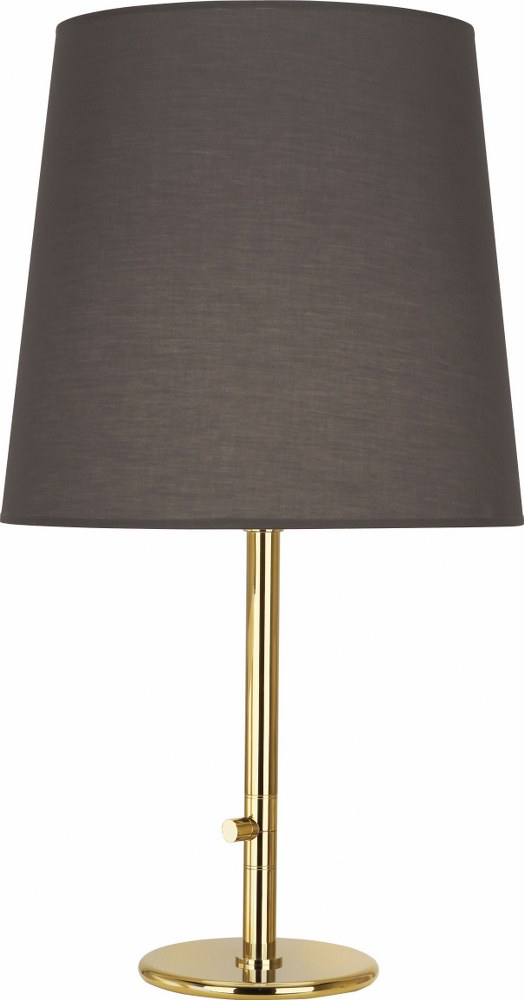 Robert Abbey Lighting-2075-Rico Espinet Buster 1-Light Table Lamp 35.25 Inches Tall Polished Brass Smoke Gray Polsihed Brass Finish with White Fabric Shade