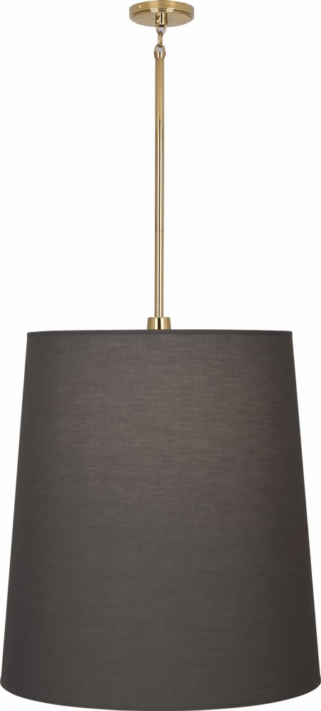 Robert Abbey Lighting-2079-Rico Espinet Buster-One Light Pendant-25.25 Inches High   Polished Brass Finish Finish with Frosted Glass with Smoke Gray Fabric Shade