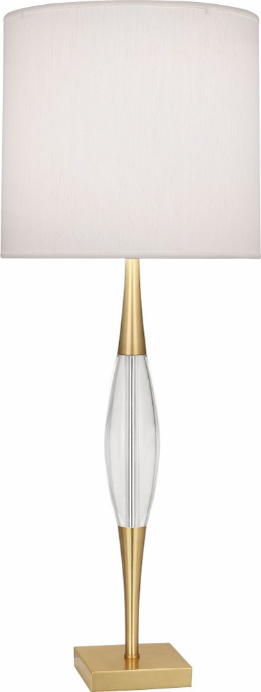Robert Abbey Lighting-207-Juno-One Light Table Lamp-5.5 Inches Wide by 36.5 Inches High   Modern Brass Finish with Clear Glass with Pearl Dupioni Fabric Shade