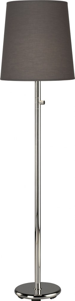 Robert Abbey Lighting-2080G-Rico Espinet Buster Chica 1-Light Floor Lamp 10 Inches Wide and 62.5 Inches Tall Polished Nickel Smoke Gray Polished Nickel Finish with Taupe Claiborne Fabric Shade