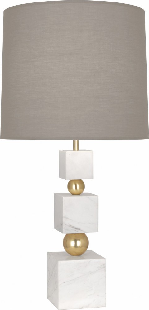 Robert Abbey Lighting-237G-Jonathan Adler Totem-One Light Table Lamp-5.5 Inches Wide by 33.25 Inches High   Modern Brass/White Marble Finish with Oyster Linen Shade