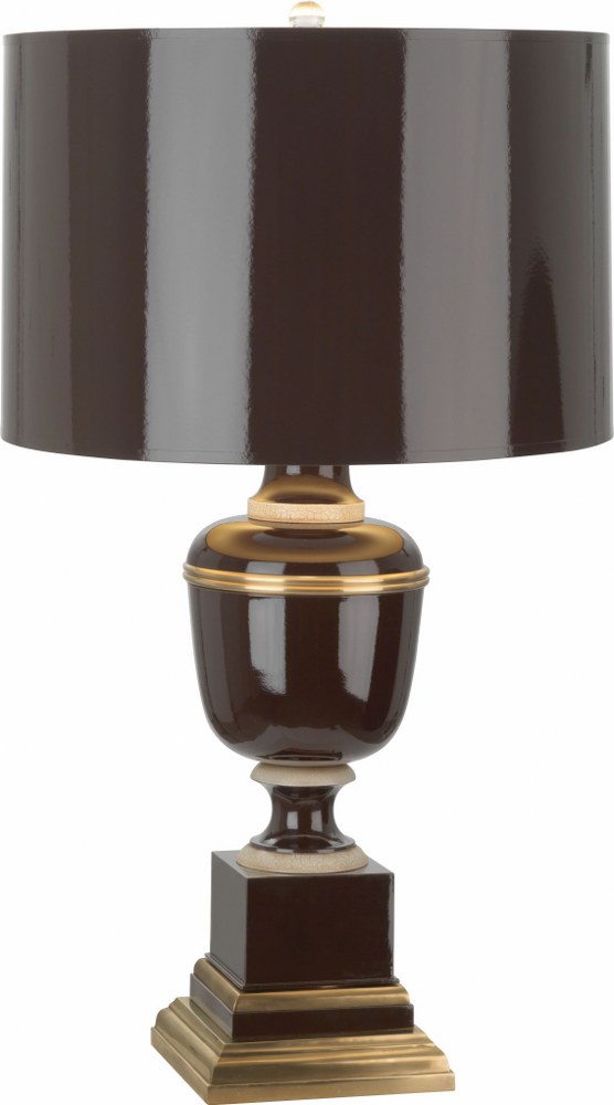 Robert Abbey Lighting-2502-Mary Mcdonald Annika - 29.5 Inch One Light Table Lamp   Chocolate Lacquered Paint/Natural Brass/Ivory Crackle Finish with Chocolate Painted Opaque Parchment/Matte Gold Shade