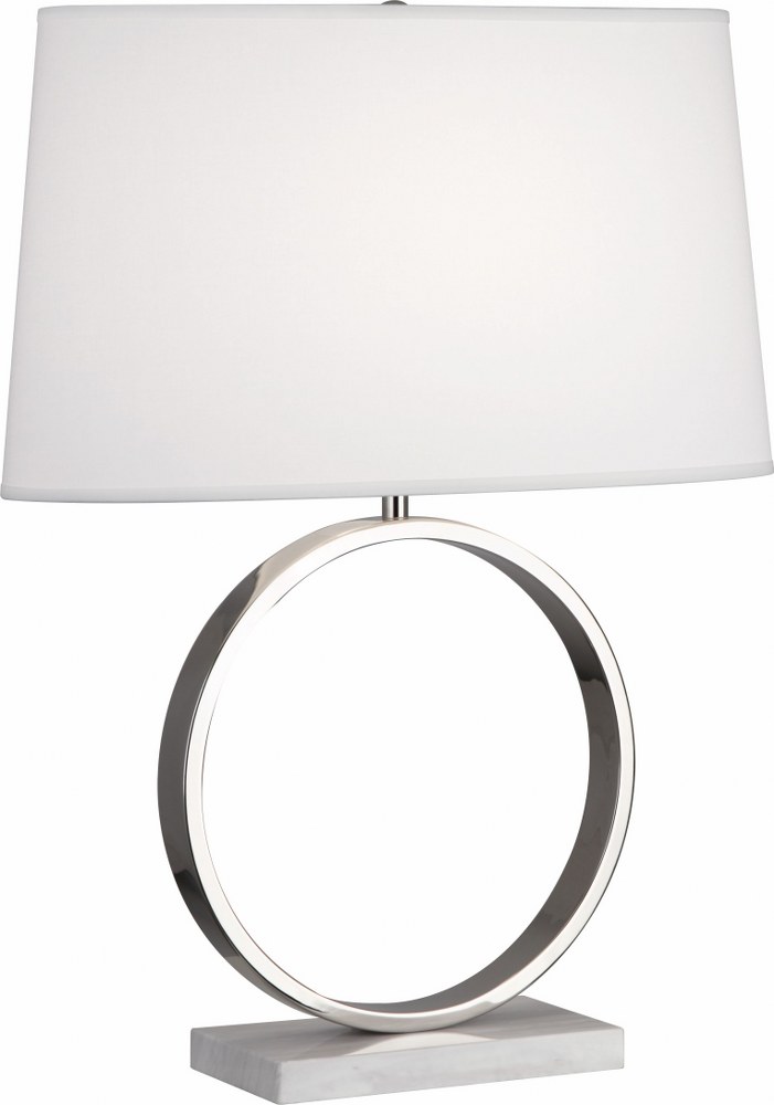 Robert Abbey Lighting-2791-Logan 1-Light Table Lamp 19 Inches Wide and 24.5 Inches Tall Polished Nickel Ascot White Aged Brass/Travertine Stone Finish with Black Painted Opaque Parchment/Copper Foil L