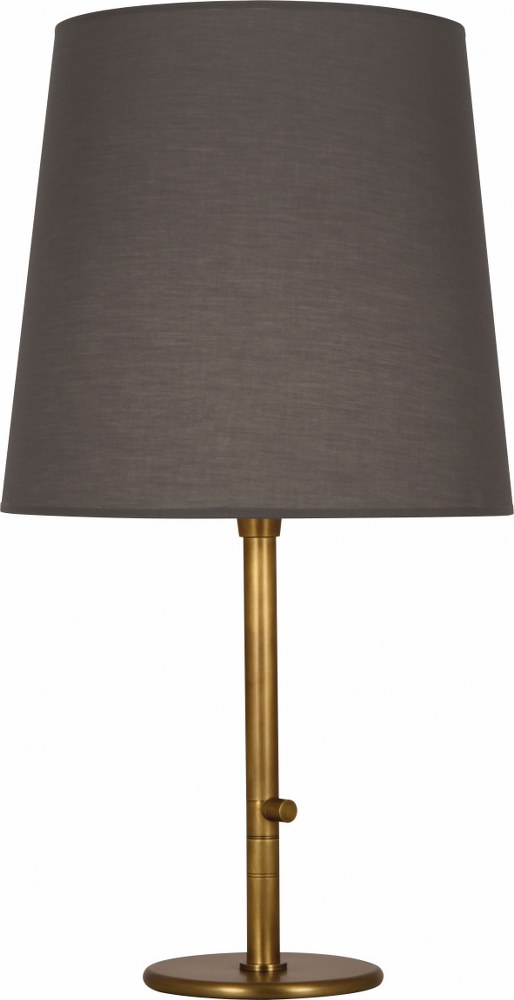 Robert Abbey Lighting-2800-Rico Espinet Buster 1-Light Table Lamp 35.25 Inches Tall Aged Brass Taupe Polsihed Brass Finish with White Fabric Shade