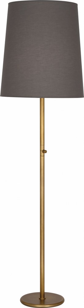 Robert Abbey Lighting-2801-Rico Espinet Buster 1-Light Floor Lamp 12 Inches Wide and 79.5 Inches Tall Aged Brass Smoke Gray Polished Nickel Finish with Taupe Claiborne Fabric Shade