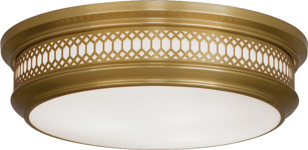 Robert Abbey Lighting-307-Williamsburg Tucker 3-Light Flushmount 16.75 Inches Wide and 4.625 Inches Tall Antique Brass  Deep Patina Bronze Finish with Frosted Glass