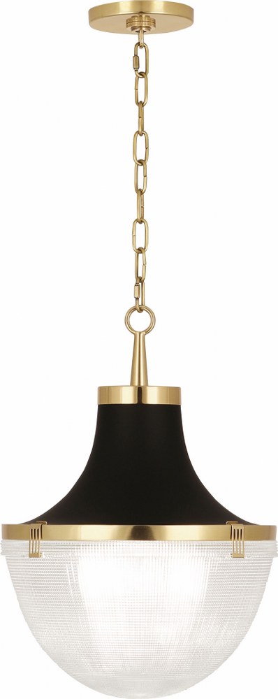 Robert Abbey Lighting-3391-Brighton - One Light Chandelier   Modern Brass/Matte Black Finish with Clear Halophane Glass