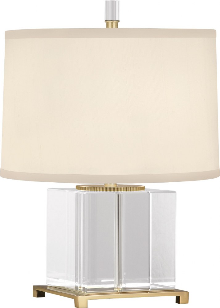Robert Abbey Lighting-362-Williamsburg Finnie-One Light Table Lamp-5 Inches Wide by 15.25 Inches High   Modern Brass Finish with Cloud Cream Silk Shade with Clear Lead Crystal