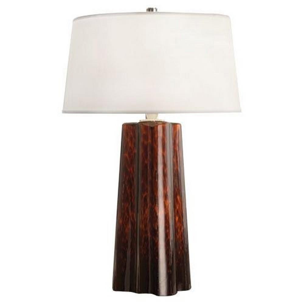Robert Abbey Lighting-436-David Easton Wavy - One Light Table Lamp Brown Amber Finish and Mont Blanc Parchment Shade