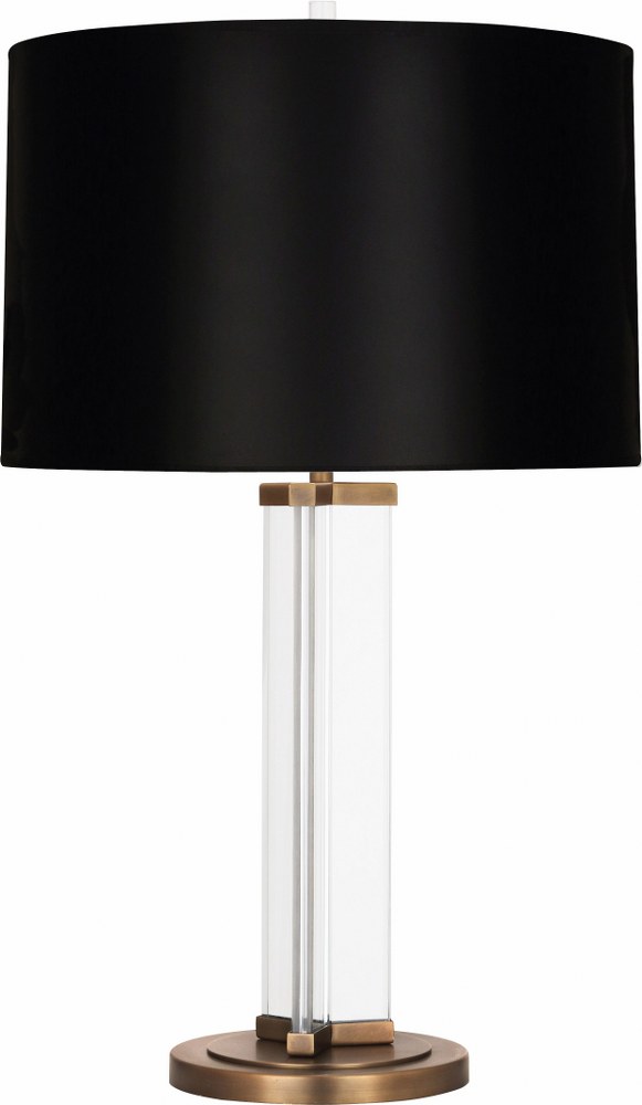 Robert Abbey Lighting-472B-Fineas 1-Light Table Lamp 8 Inches Wide and 28.75 Inches Tall Clear Aged Brass Clear/Polished Nickel Finish with Black Painted Opaque Parchment/White Shade