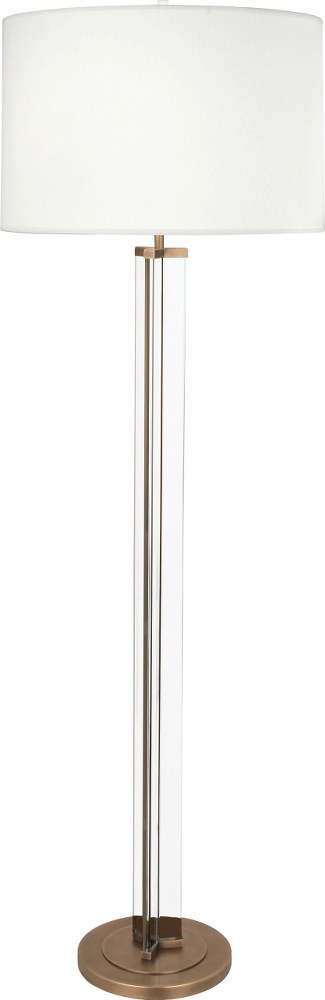 Robert Abbey Lighting-473-Fineas 1-Light Floor Lamp 11 Inches Wide and 65.375 Inches Tall Clear Aged Brass Clear/Polished Nickel Finish with Black Painted Opaque Parchment/White Shade