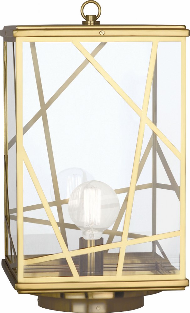 Robert Abbey Lighting-538-Michael Berman Bond-One Light Post Lantern-12 Inches Wide by 22.5 Inches High   Modern Brass Finish with Clear Glass