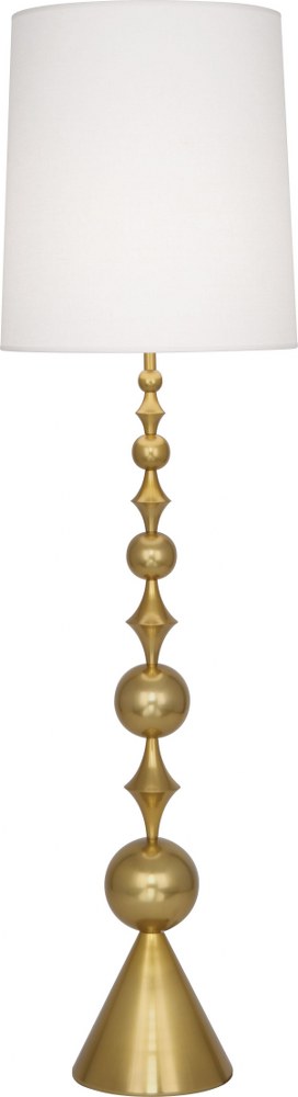 Robert Abbey Lighting-787-Jonathan Adler Harlequin - One Light Floor Lamp   Antique Brass Finish with Oyster Linen Shade