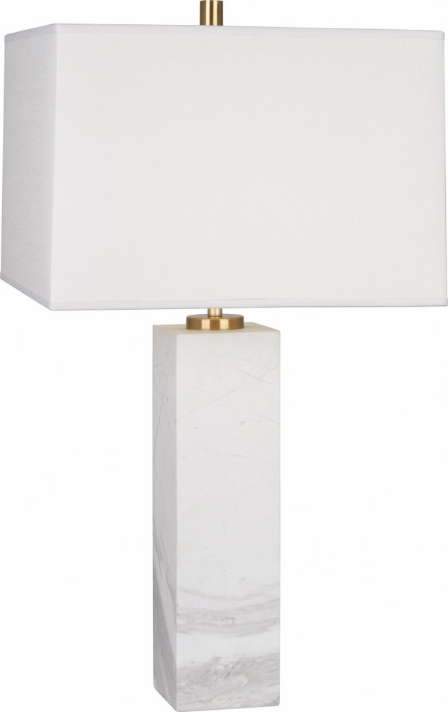 Robert Abbey Lighting-796-Jonathan Adler Canaan 1-Light Table Lamp 4.5 Inches Wide and 30 Inches Tall Carrara Marble Oyster Carrara Marble/Antique Brass Finish with Frosted Glass with Square Oyster Li