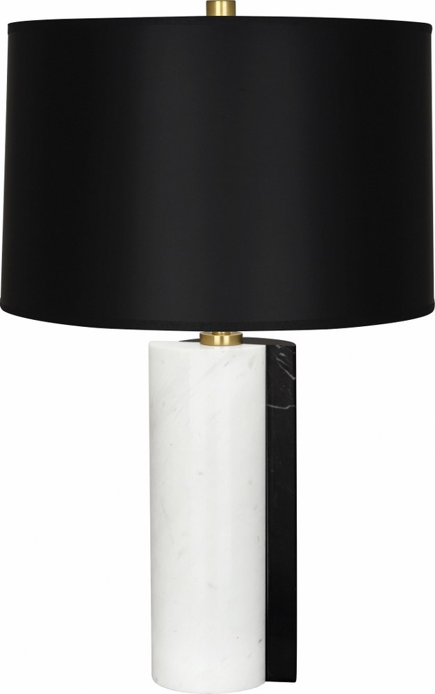 Robert Abbey Lighting-889B-Jonathan Adler Canaan-One Light Table Lamp-5 Inches Wide by 23.5 Inches High   Carrara/Black Marble/Antique Brass Finish with Black Opaque Parchment/White Shade