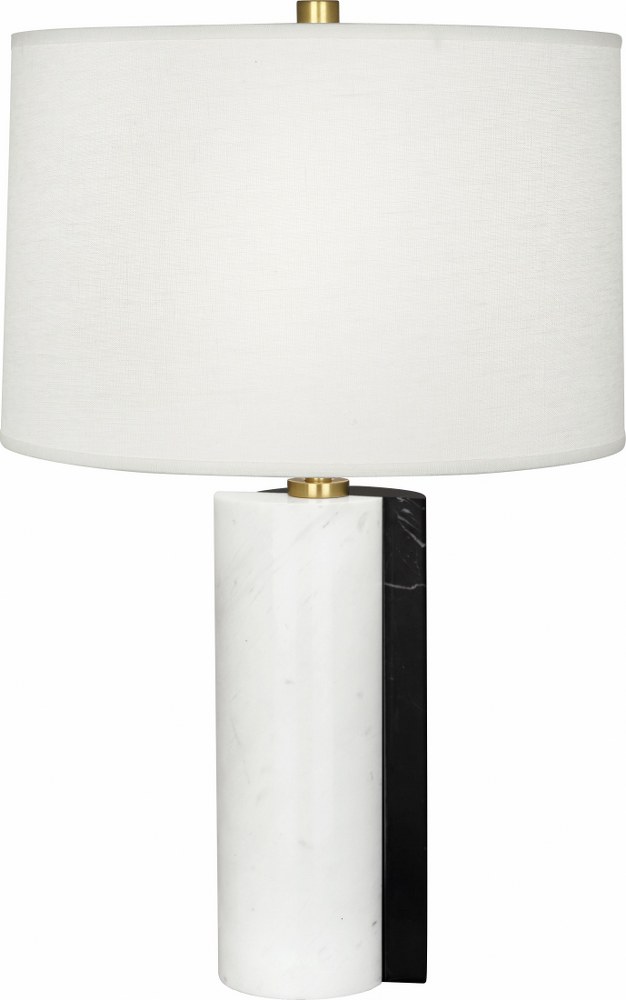 Robert Abbey Lighting-889-Jonathan Adler Canaan-One Light Table Lamp-5 Inches Wide by 23.5 Inches High   Carrara/Black Marble/Antique Brass Finish with Oyster Linen Shade