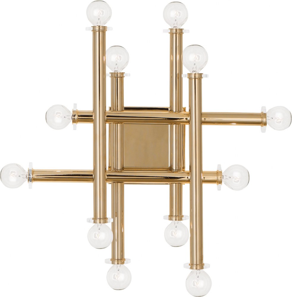 Robert Abbey Lighting-901-Jonathan Adler Milano-Twelve Light Wall Sconce-18.38 Inches Wide by 18.38 Inches High   Polished Brass Finish