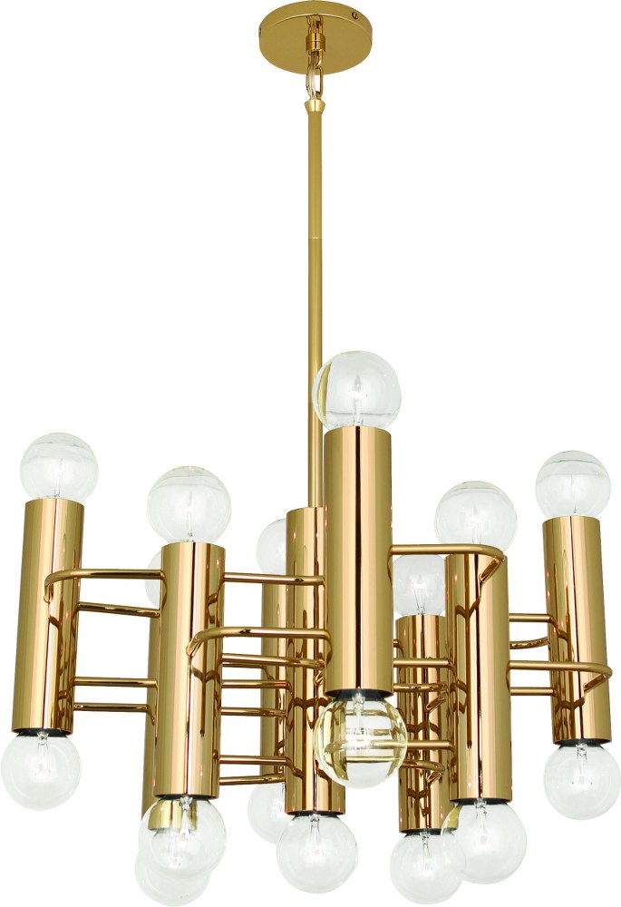 Robert Abbey Lighting-903-Jonathan Adler Milano-Seventeen Light Pendant-23.5 Inches Wide by 12 Inches High   Polished Brass Finish