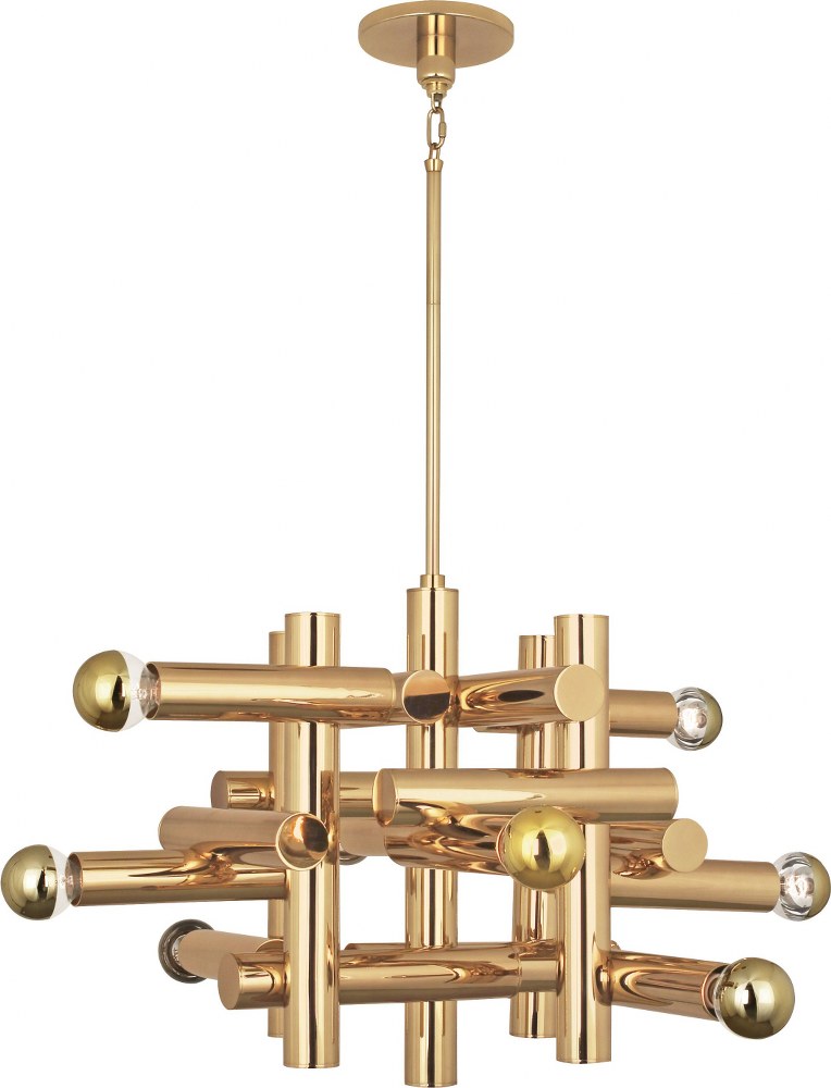 Robert Abbey Lighting-906-Jonathan Adler Milano-Eight Light Chandelier-30.5 Inches Wide by 22 Inches High   Polished Brass Finish